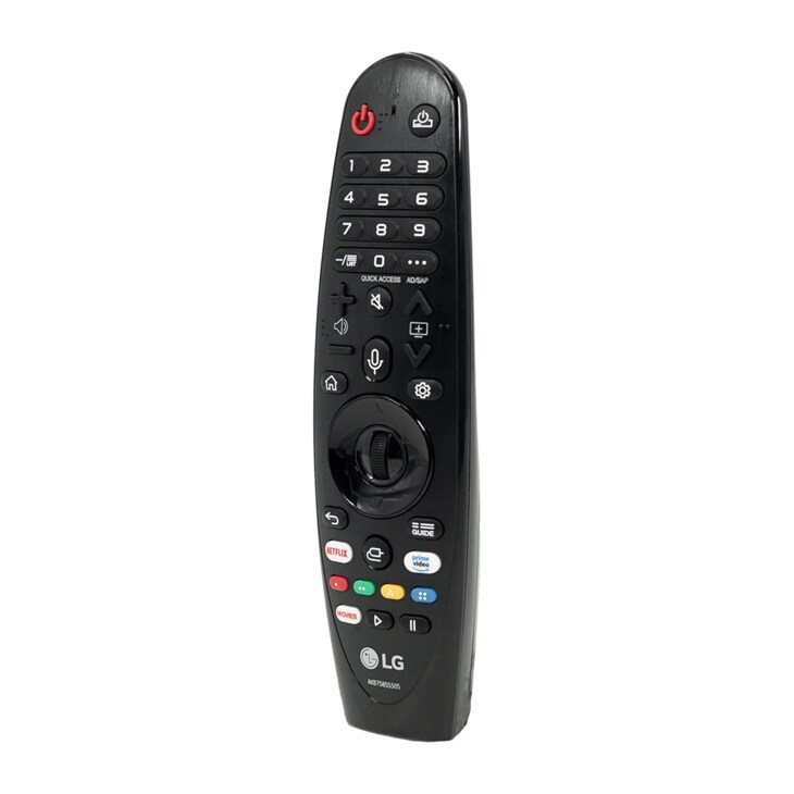 LG AKB75855505 TV remote control with navigation wheel and button layout