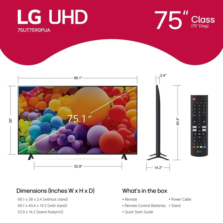 75 inch Class LG 4K UHD TV - 75UT7590PUA
