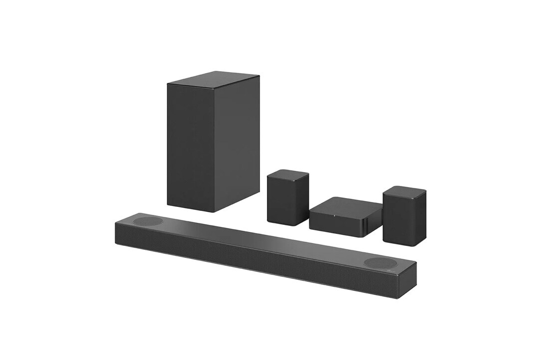LG S75QR  Soundbar with subwoofer and rear speakers side angle view