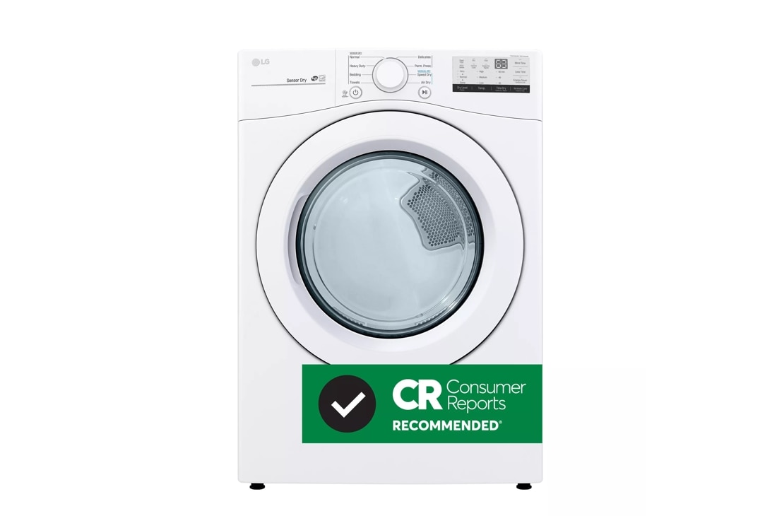 Front view of 7.4 cu. ft. Large Capacity 120v Electric Dryer in White, DLE3400W