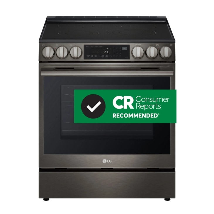 LG LSEL6335ZE 30 inch Smart Electric Slide-in Range with 5 Elements, ProBake Convection, Air Fry, White LED Backlit Knobs (Black)