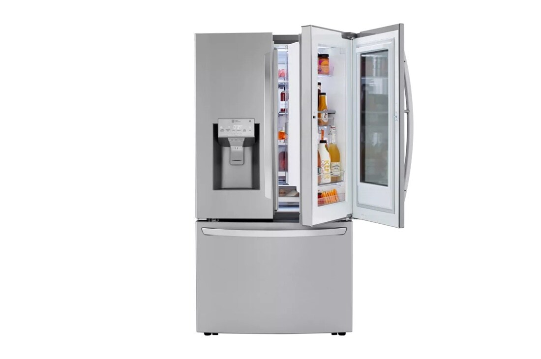 30 cu. ft. door in door refrigerator with right door slightly open