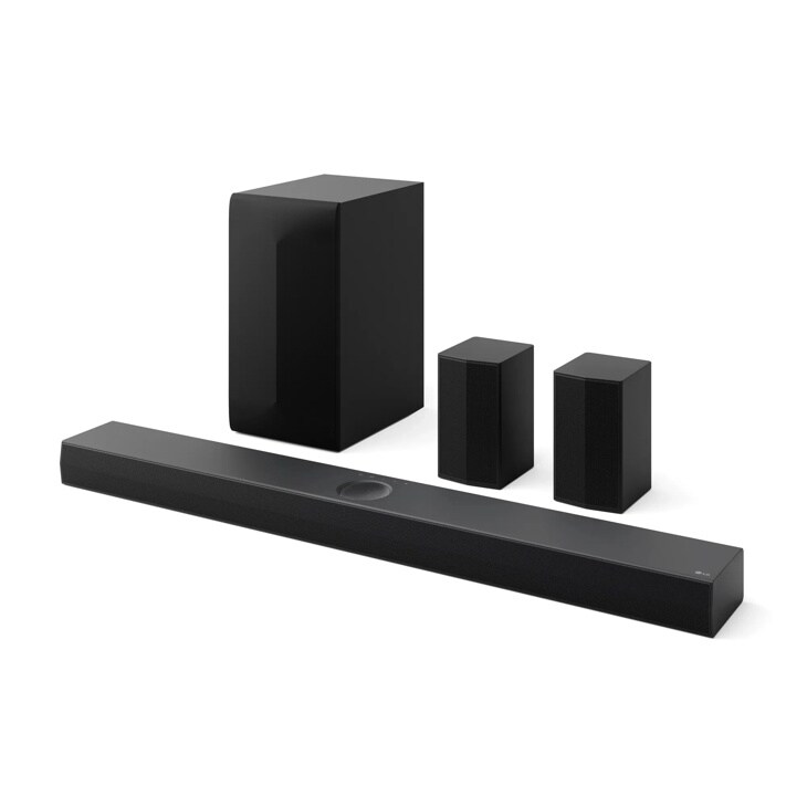 LG S7FTRS Soundbar with wireless subwoofer and rear speakers in black finish