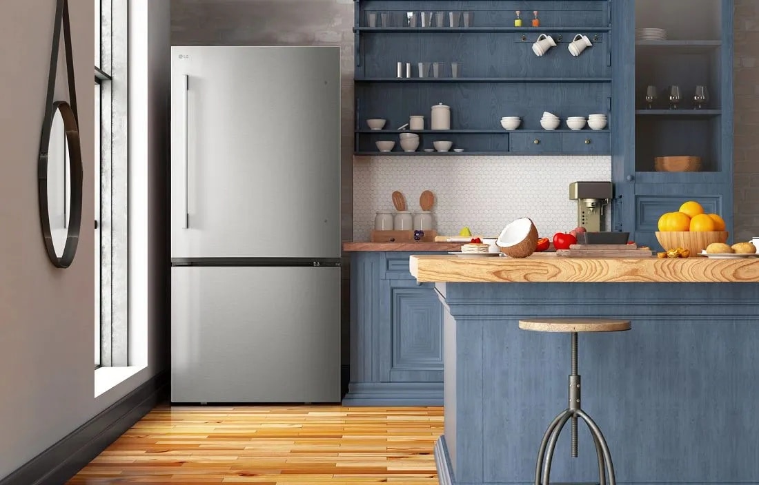 LG LB26H2200S Bottom Freezer Refrigerator in kitchen setting with island Lifestyle View