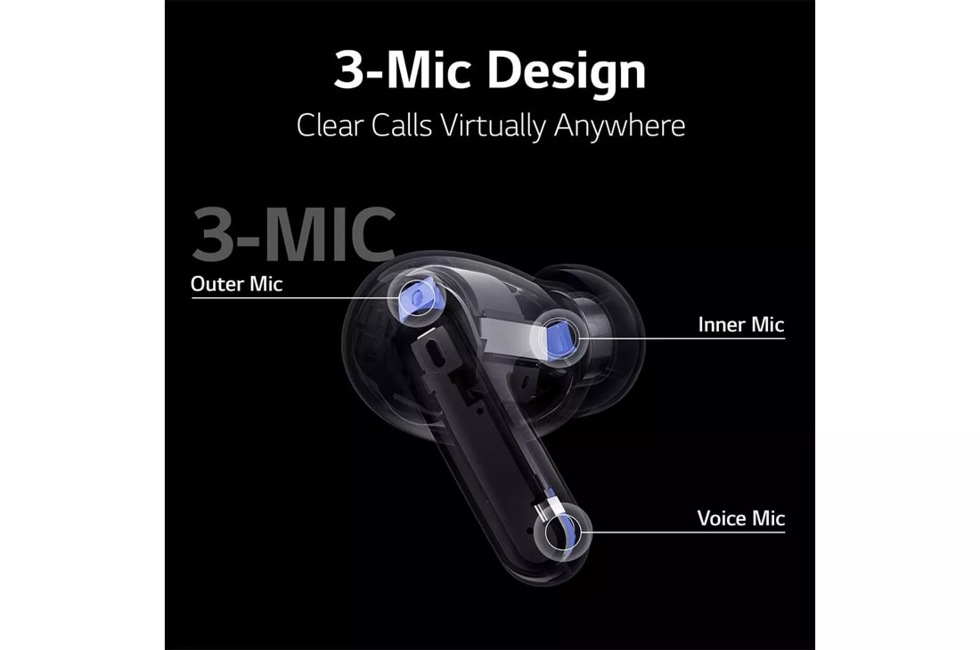 LG TONE Cancelling - True Wireless Bluetooth UVnano Active Earbuds (TONE-FP8-Black) FP8 | Free LG Noise USA