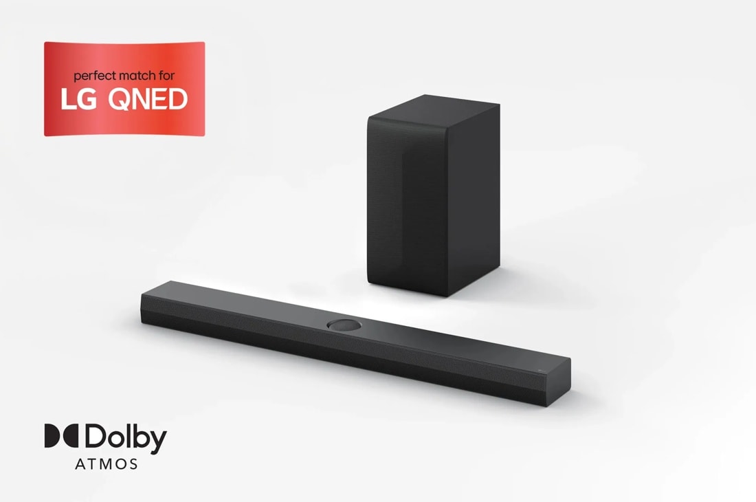 LG S70TY Soundbar with wireless subwoofer featuring perfect match for LG QNED and Dolby Atmos technology - Front View