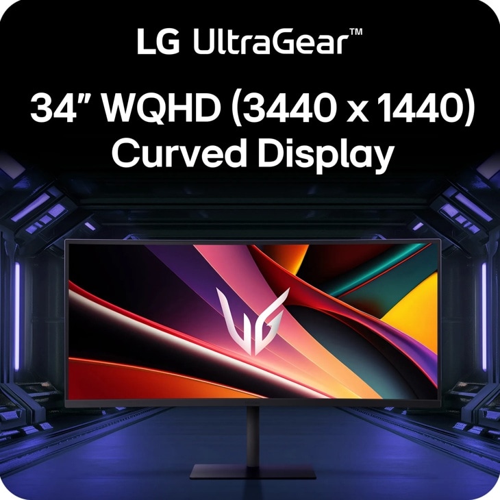 LG 34G630A-B 34-Inch UltraGear WQHD Curved Gaming Monitor with 3440 x 1440 resolution display - Front View