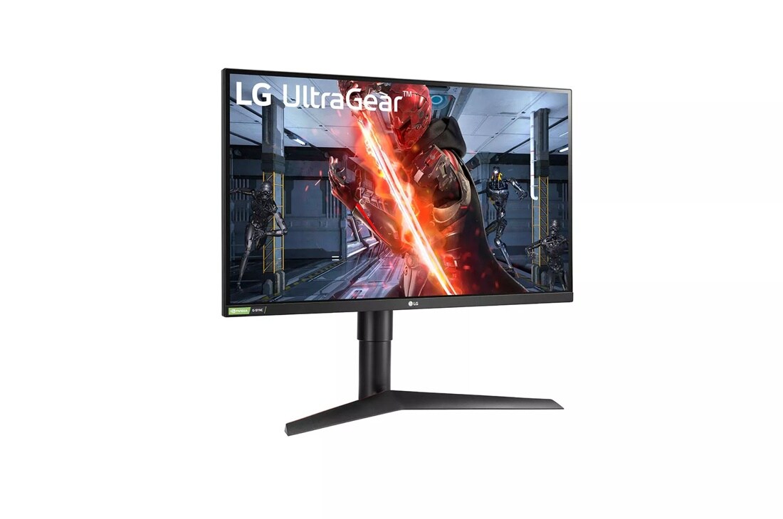 Left side view of the 27 Inch LG UltraGear (27GL83A-B) gaming monitor with 144Hz refresh rate and 1ms (GtG) response time
