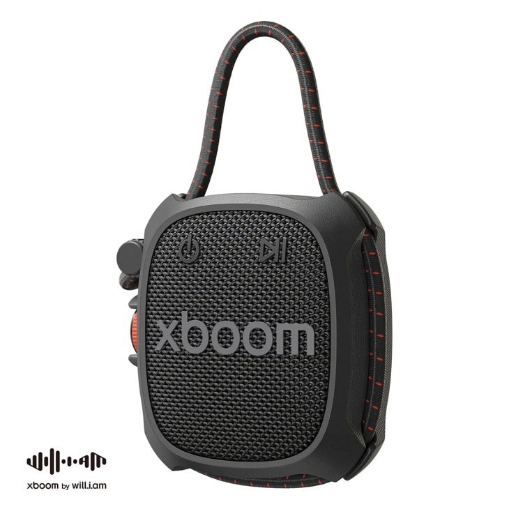 LG xboom ROCK_CNOALBK Portable Speaker with Textured Grille and Carry Strap - Front View
