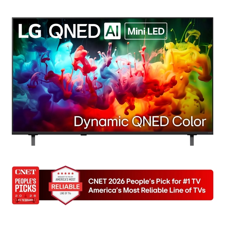 55-Inch LG QNED AI 4K QNED TV 55QNED75BUA with Dynamic QNED Color CNET 2026 People's Pick for #1 TV America's Most Reliable Line of TVs