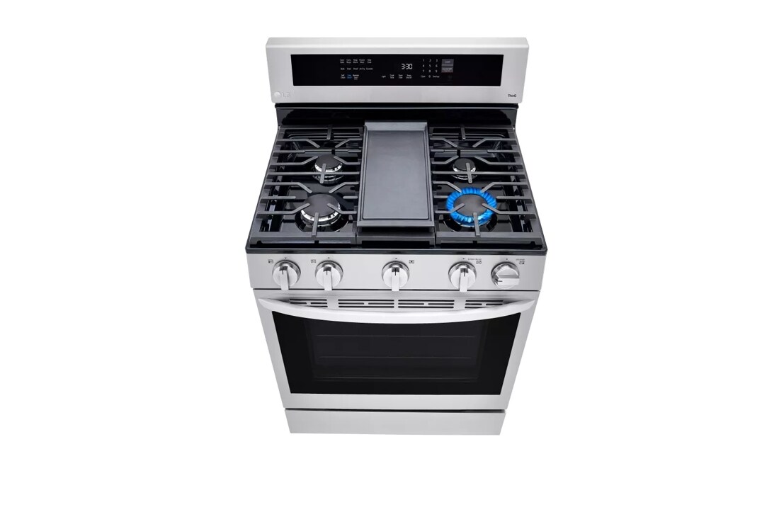 LG LRGL5825F 30 Inch Freestanding Gas Smart Range with 5 Sealed Burners,  5.8 Cu. Ft. Oven Capacity, Storage Drawer, Air Fry with True Convection,  EasyClean®+Self Clean, InstaView™, Wi-Fi, Cast Iron Griddle, and