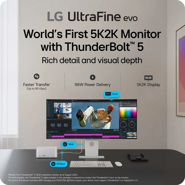 LG Ultrafine evo 40U990A-W 5K2K Monitor with ThunderBolt 5 and 96W Power Delivery Front View
