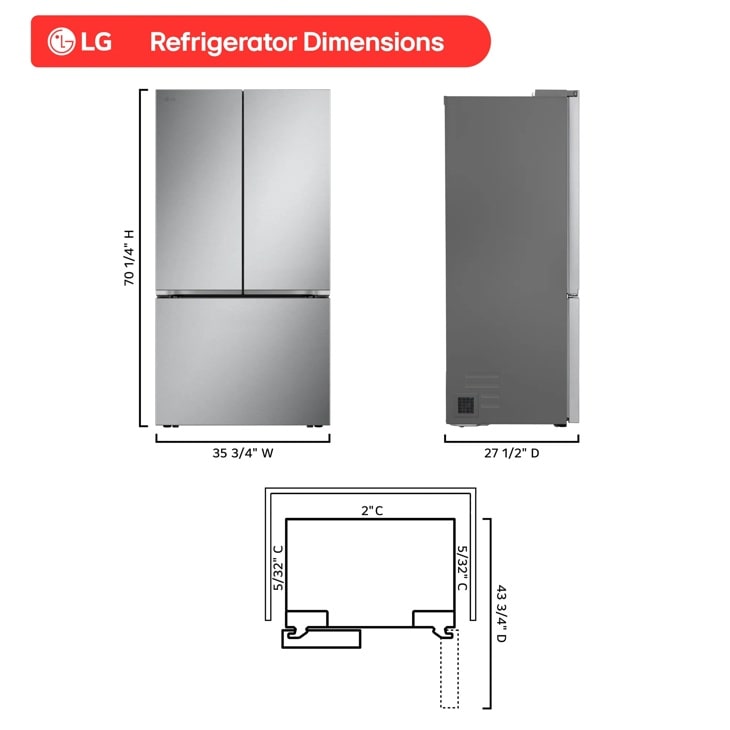 25 cu. ft. French Door Refrigerator - LF25Z6211S | LG USA