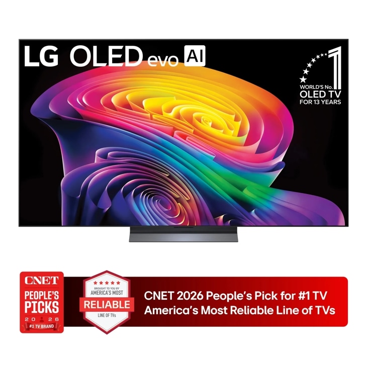 LG OLED evo AI 4K OLED TV OLED65C6PUA Worlds No. 1 OLED TV for 13 Years CNET 2026 Peoples Pick for #1 TV Americas Most Reliable Line of TVs - Front View