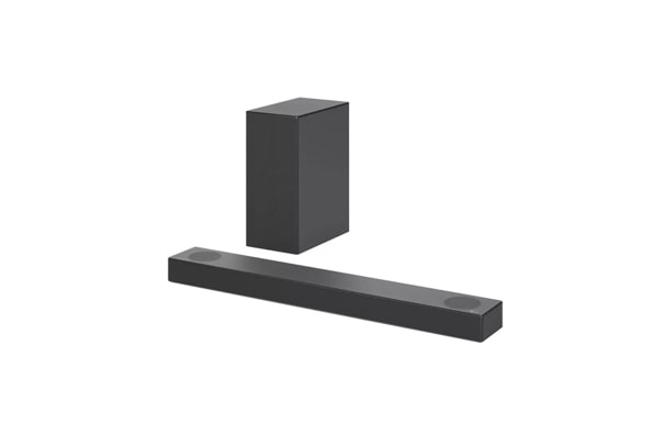 LG S75Q Soundbar with subwoofer side angle view