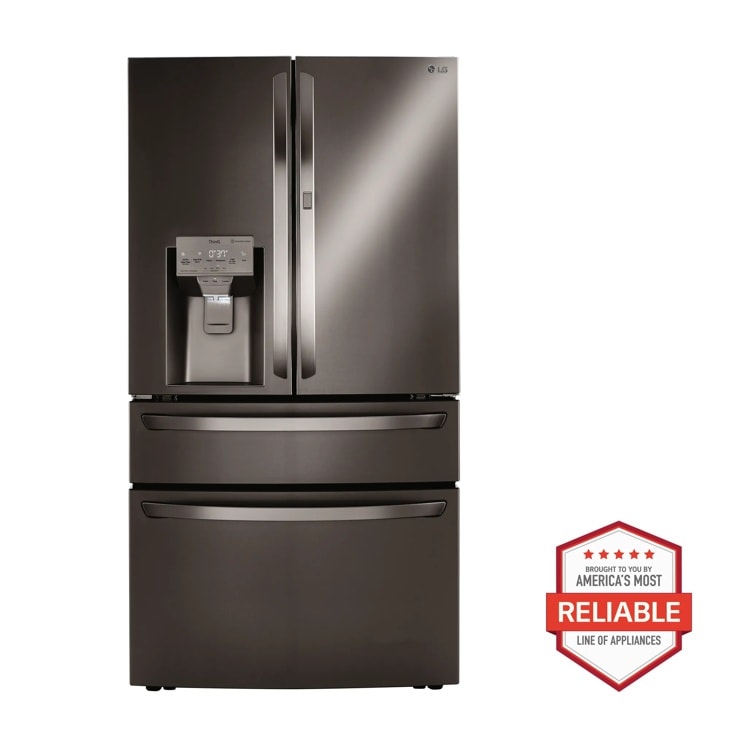 LG LRMDS3006D Refrigerator model with America's Most Reliable Line of Appliances badge Front View