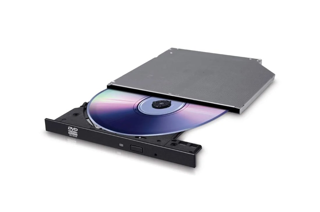 GUD1N DVD burner with disc inserted, open tray Front View