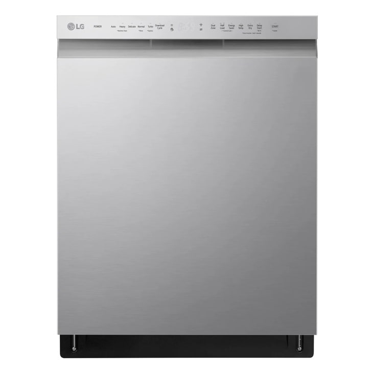 LG ADFD5448AT Dishwasher with stainless steel finish and top control panel - Front View