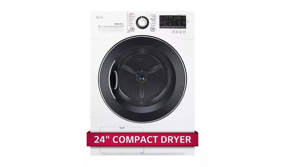 Front view of the 4.2 cu.ft. Compact Electric Condensing Front Load Dryer - DLEC888W. 