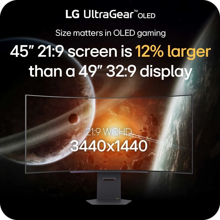 45 Inch UltraGear™ OLED WQHD 240Hz 0.03ms G-Sync Compatible 800R Curved Gaming Monitor with webOS