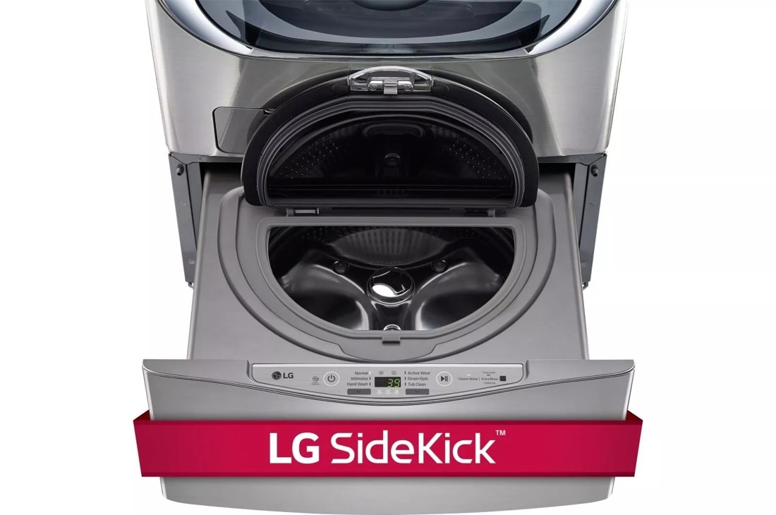 LG LGWADREB89001 Side-by-Side on Storage Drawer Pedestal Washer & Dryer Set  with Front Load Washer and Electric Dryer in Black Steel