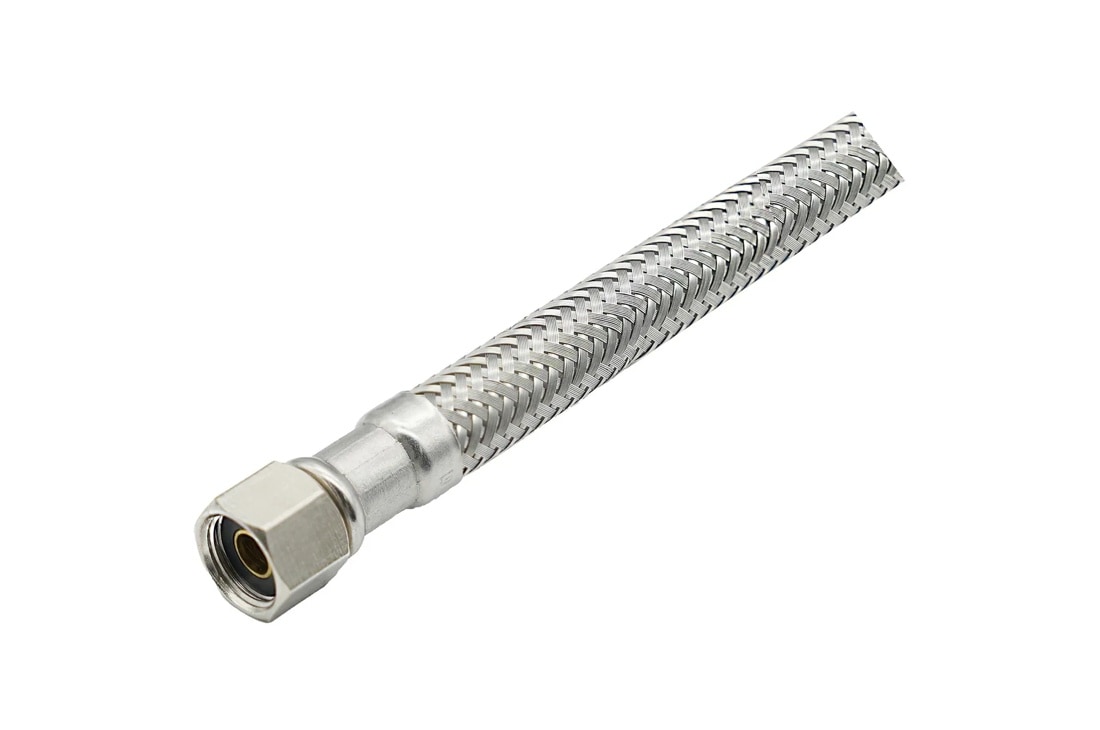 AGF04222701 Kitchen Accessory Braided Stainless Steel Connector Hose with Metal Fitting - Close-Up
