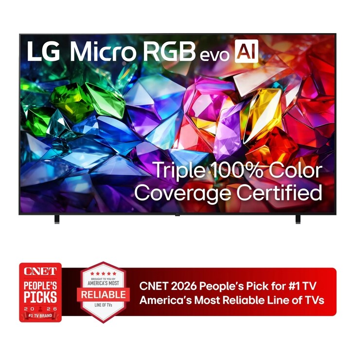 LG Micro RGB evo AI TV 100MRGB95BU with Triple 100% Color Coverage Certified CNET 2026 People's Pick for #1 TV Brand America's Most Reliable Line of TVs