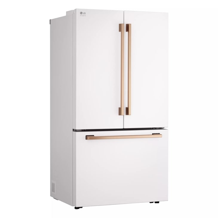 White refrigerator with rose deals gold handles