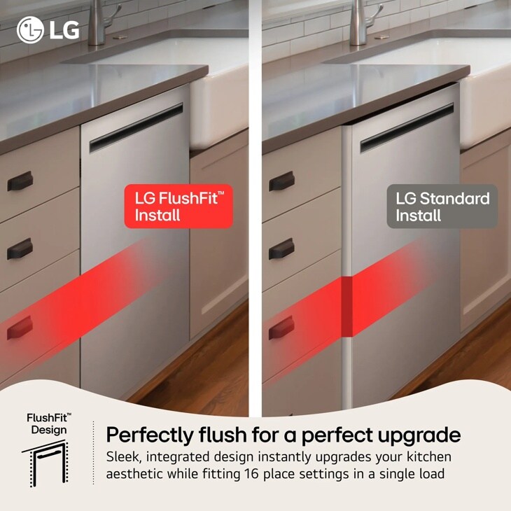 LG LDNPM654S Top Control FlushFit Install and Standard Install View