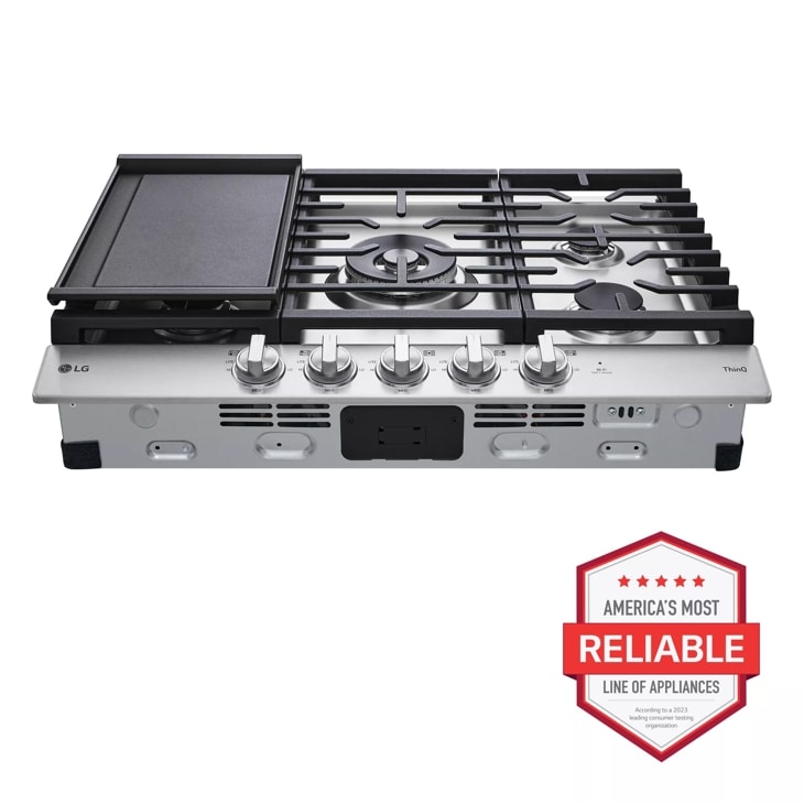 LG 30 Inch Gas Cooktop with Griddle - Stainless Steel