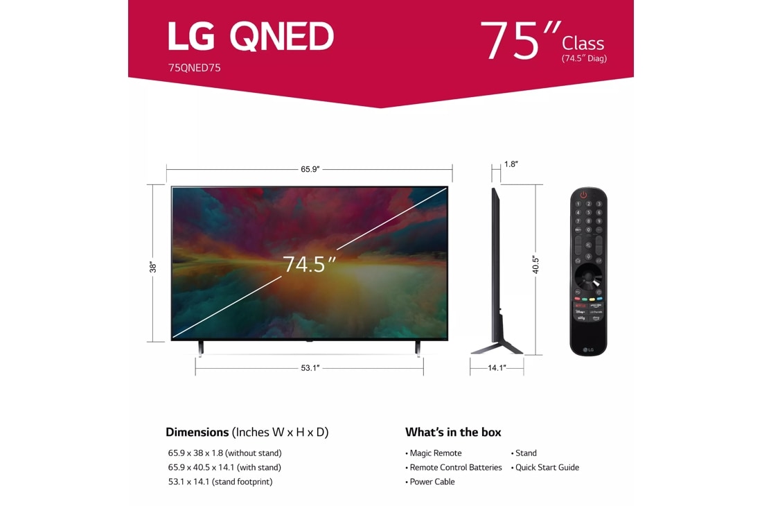 LG QNED MiniLED 75QNED916QE.API 190.5 cm (75) 4K Ultra HD Smart TV Wifi  Plata