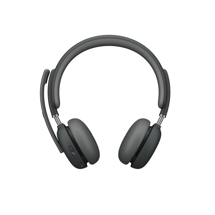 Wireless headphones 981001317 with padded ear cushions, adjustable headband, and built-in microphone in dark gray finish - Front View