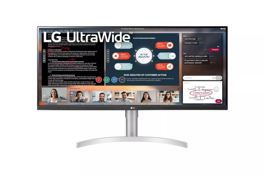 LG 34'' 21:9 IPS HDR WFHD 3-Side Virtually Borderless Monitor (34WN650-W)  LG USA