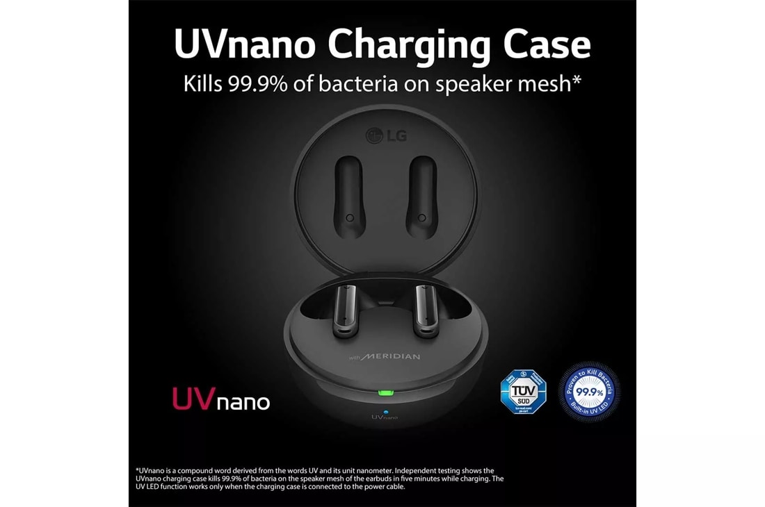 UVnano (TONE-FP8-Black) Free LG | LG FP8 True Earbuds USA TONE Cancelling Wireless Bluetooth - Noise Active