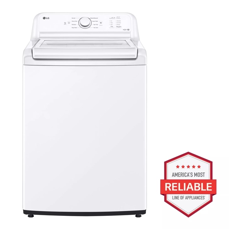 LG WT6105CW 4.1 CuFt Electric Top Load White Washer with SlamProof® Glass  Lid