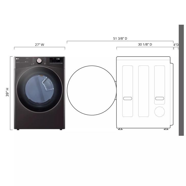 7.4 cu. ft. Front Load Electric Dryer DLEX4000B LG USA