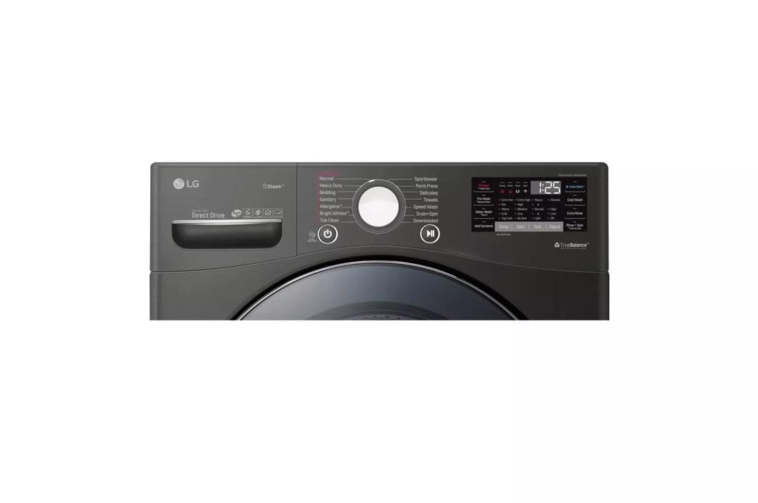 LG TurboWash 360 5-cu ft High Efficiency Stackable Steam Cycle Smart  Front-Load Washer (Black Steel) ENERGY STAR