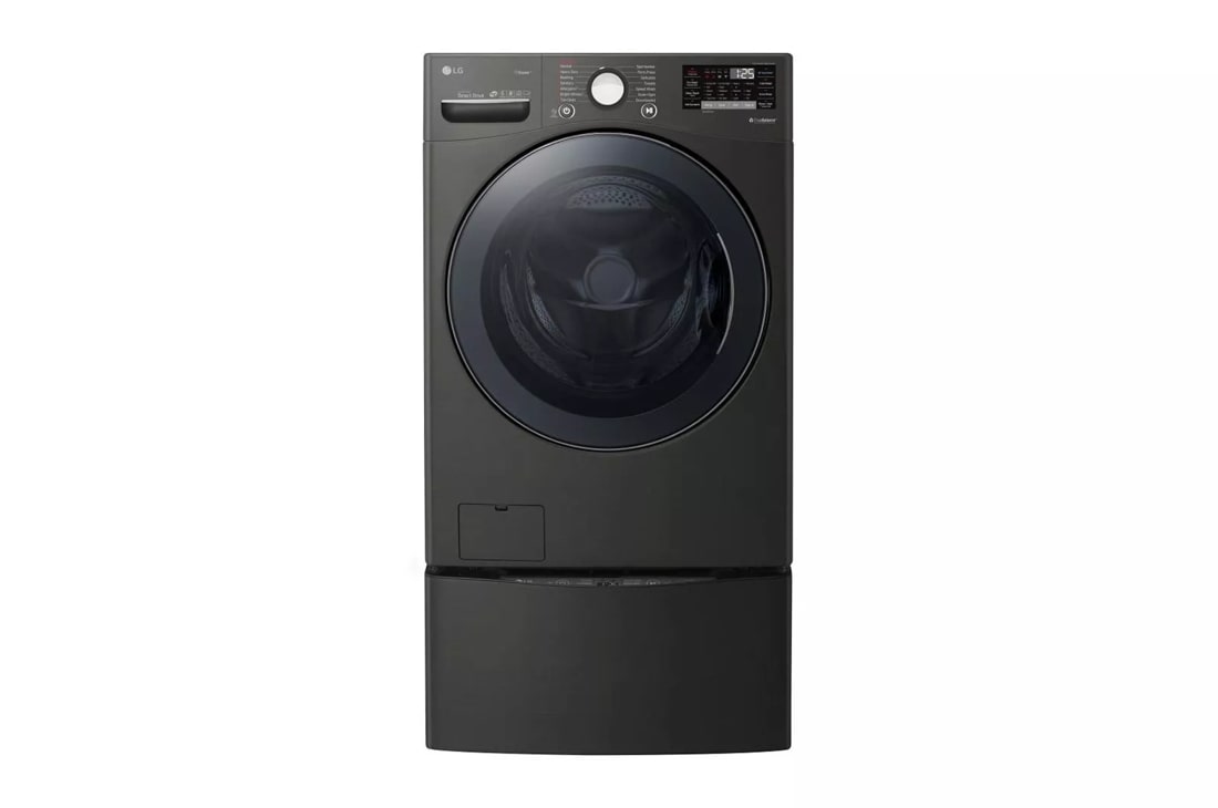 LG TurboWash 360 5-cu ft High Efficiency Stackable Steam Cycle Smart  Front-Load Washer (Black Steel) ENERGY STAR