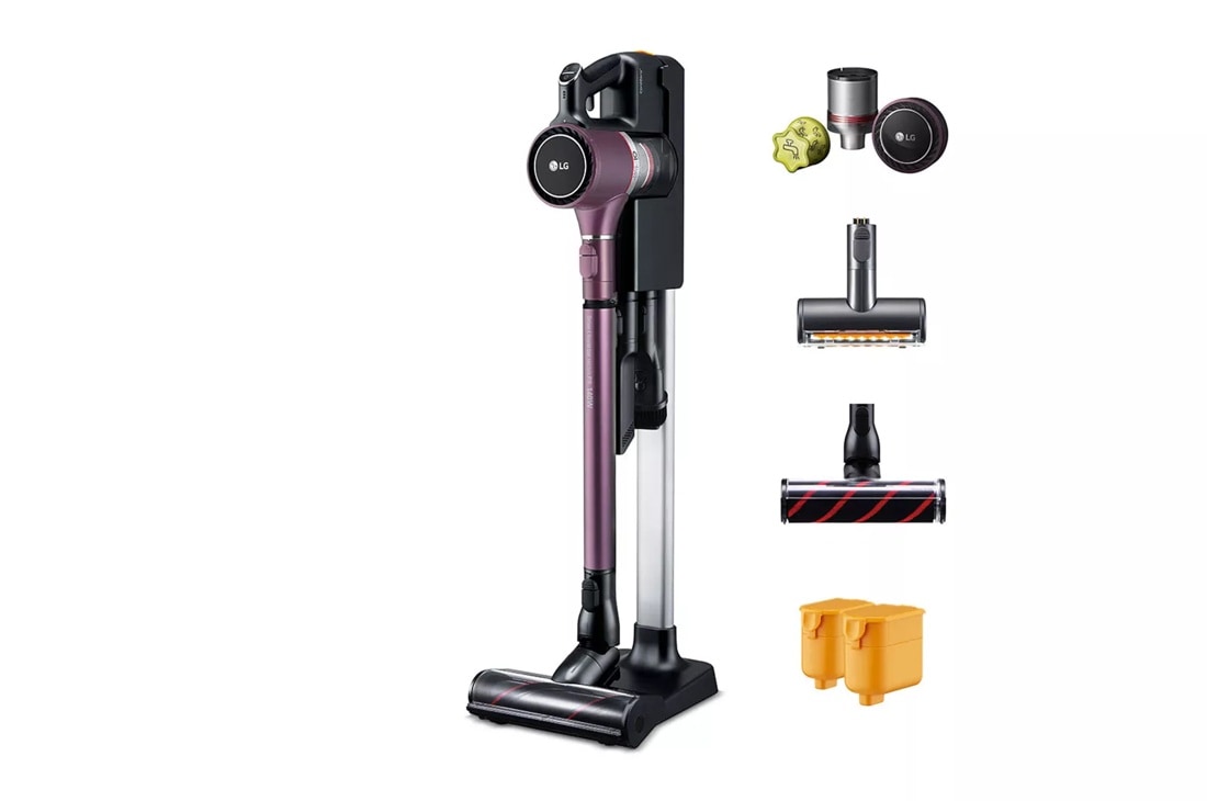Front view of the LG CordZero™ A9 Limited Cordless Stick Vacuum - Vintage Wine - A908VMR. 