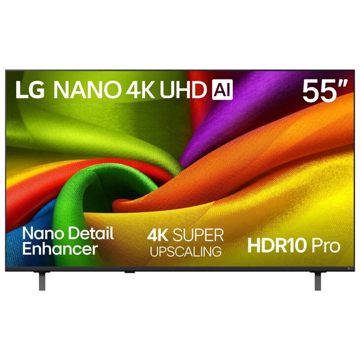 55-Inch LG NANO 4K UHD AI TV 55NU850BPUA with Nano Detail Enhancer 4K SUPER UPSCALING HDR10 Pro - Front View