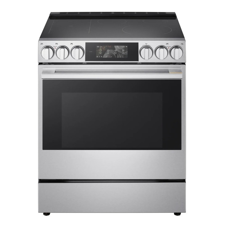 LG LSIU6339XE Slide-In Range with stainless steel finish featuring digital display panel and control knobs - Front View