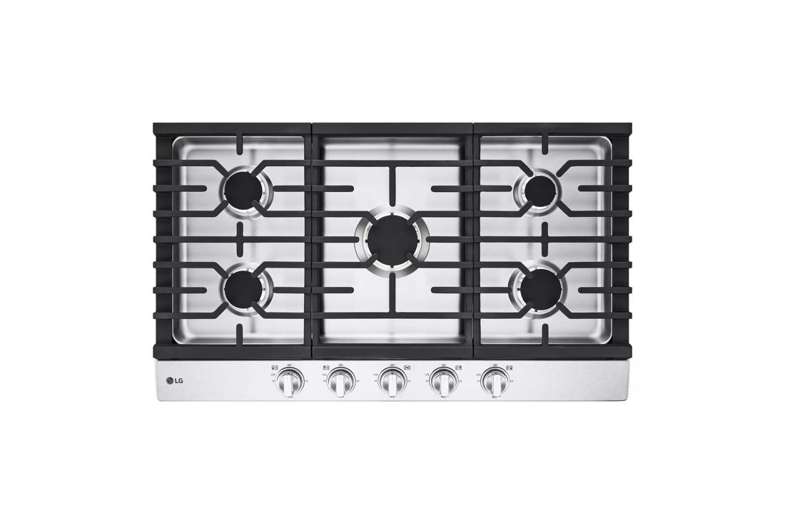 COSTWAY 36-inch Gas Cooktop, Stainless Steel Gas Stove Top with 6 Burners,  ABS Knobs and Cast Iron Grates, NG/LP Convertible Gas Range Top with Sealed