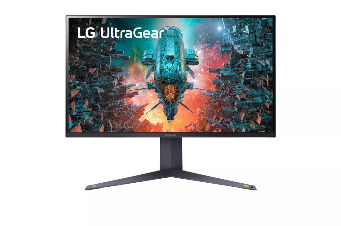 Front view of the 32 Inch LG UltraGear (32GQ950-B) gaming monitor with 144Hz refresh rate and 1ms (GtG) response time