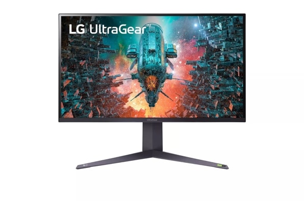 Front view of the 32 Inch LG UltraGear (32GQ950-B) gaming monitor with 144Hz refresh rate and 1ms (GtG) response time
