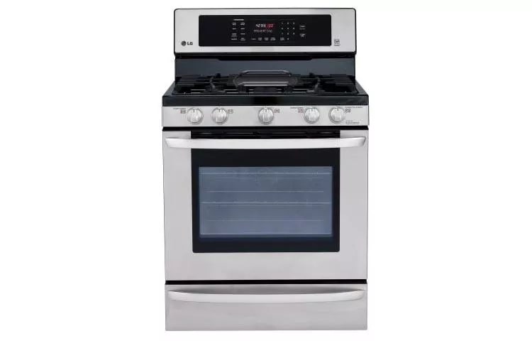 LG EasyClean 30-in 5 Burners 5.4-cu ft Freestanding Natural Gas Range  (Stainless Steel) in the Single Oven Gas Ranges department at