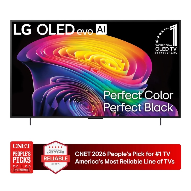 42-Inch LG OLED evo AI 4K OLED TV OLED42C6PUA with Worlds No. 1 OLED TV for 13 Years badge and CNET 2026 Peoples Pick for #1 TV Americas Most Reliable Line of TVs award