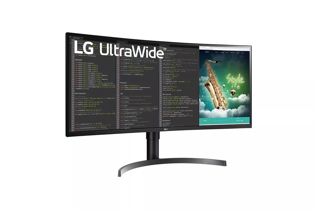 LG 35WN65C-B 35 inch UltraWide Curved WQHD HDR10 Monitor left side angle view
