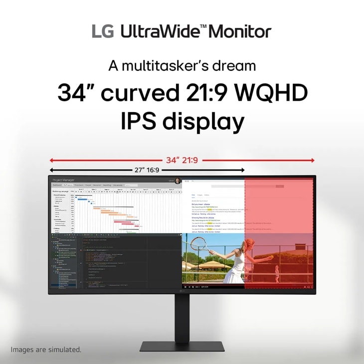 34-inch LG 34U650A-B UltraWide Monitor curved 21:9 WQHD IPS display Front View
