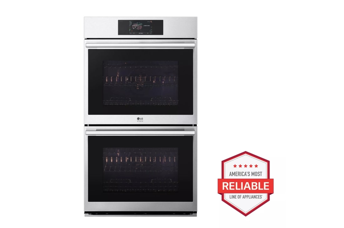 LG STUDIO 9.4 cu. ft. Smart  InstaView® Electric Double Built-In Wall Oven with Air Fry & Steam Sous Vide