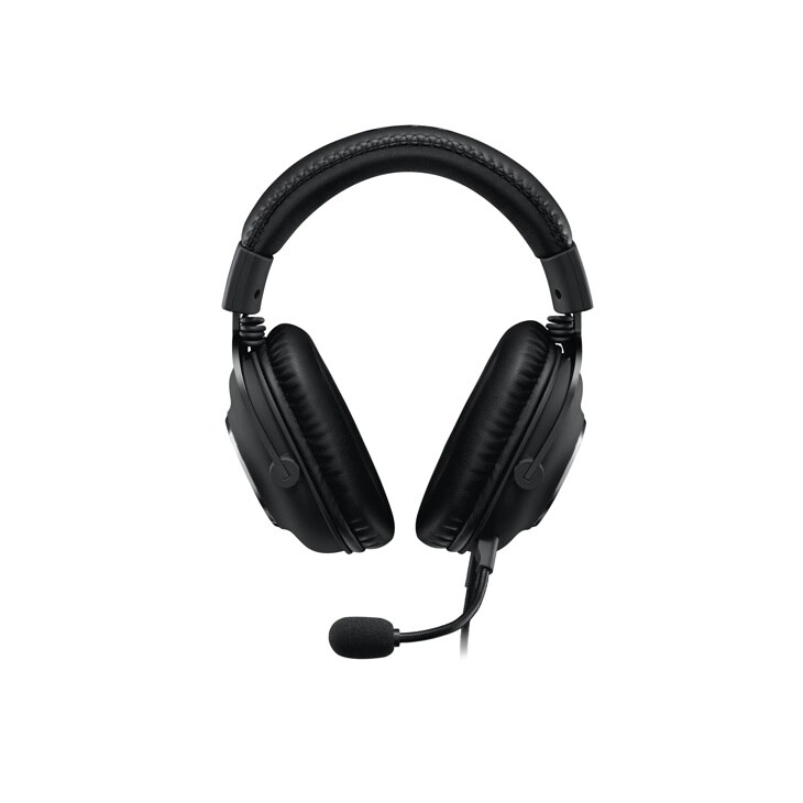 Logitech 981000906 gaming headset with padded ear cups, adjustable headband, and detachable microphone - Front View